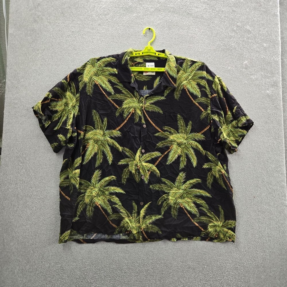Hilo Hattie Men Button Up Shirt 5XL Black Floral Hawaiian Shirt